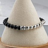 C22SVB-1012 Onyx gemstone metal decoration bracelet 6mm