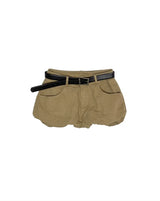 poning balloon fit shirring cotton short pants ( belt set )