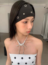 White pearl bow necklace