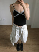 V-cut lace sleeveless (4color)