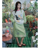 UnsocialNight original design autumn and winter Ollie frog oliwa co-branded illustration printed sweatshirt set for women