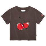 SIGNATURE BIG CHERRY CROP T-SHIRT - DARK BROWN
