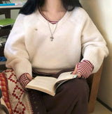 [BELLIDE MADE] キンシャモヘアVネックルーズフィットニット