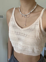 【MADE】Custom Letter Paper Clip Freshwater Pearl Necklace( 3 words)