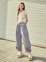 [LINE] ホールシャーリングストラップTシャツ (アイボリー)