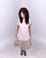 (2color) Ruffle Check Flare Skirt