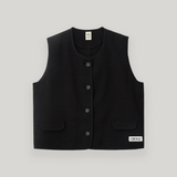 Black Tweed Button Vest