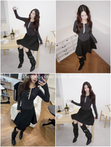 flare pintuck midi skirt