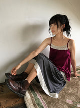 Bert Color Matching Banding Flower Midi Skirt
