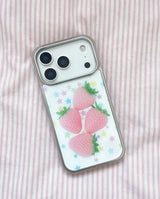 【MADE】Milky Strawberry Star Silver Bumper Case