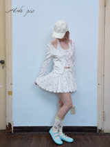 26SS Printed skirt with lettuce-edge detailing