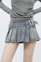 Deniyan Belt Pleated Skirt