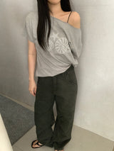 Fabian Beads Off-Shoulder T-Shirt