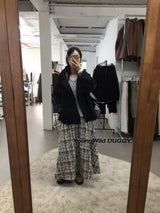 Laptile patchwork long skirt (2color)