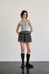 BEBE UNBALANCE SLEEVELESS TOP / GRAY