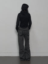 LEOPARD LACE PANTS CHACOAL