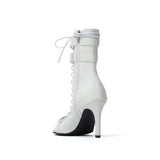 ダブルストラップレースアップオープントゥヒール(White)