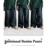[3 Tier length] [S–2XL] NAKIN Pintuck Washed Wide Denim Pants