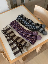 Molcon Pom Pom Dot Knit Muffler