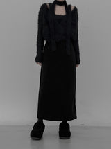 Tet suede slit long skirt
