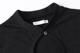 Ribbon hole top - black