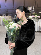 Crop Hood Fur Jacket
