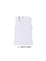 Henley neck sleeveless tee