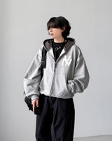 Applique クロップフードジップアップ