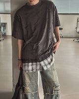 トリプル ダメージ レイヤード ショートスリーブ Tシャツ