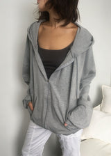 SHIRRING HOOD ZIP-UP 