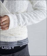 Pomel wrap knit cardigan