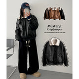 Shuntz woolen collar suede jacket