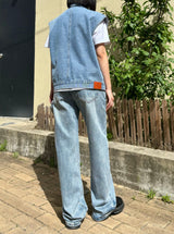 デニムストラップワイドパンツ code 18105