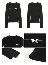 ボウラインラウンド長袖ニットTシャツ