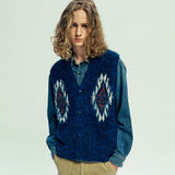 チマヨパターンブラッシュニットベスト navy