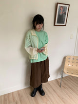 [unisex]マド カット ピンタック ワイド バンディング バーミューダ パンツ