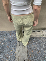 カーキコットンジーンズ ワイドカジュアルパンツ