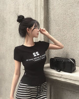 [MADE/7color] タイニーリブレタリング半袖Tシャツ