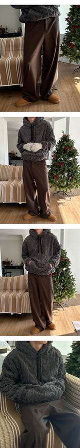 [F/W] Cable sheep hair hood knit(3color)
