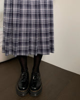 [ORIGINAL] Buckle Check Midi Pleated Skirt