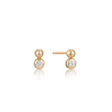 Ball Cubic 925 Silver Stud Earring E045-01G-CZ