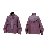 RELABEL (Huanjin) Violet and White Smoke-Washed Vintage-Style Checked Hooded Modified M65 Work Jacket