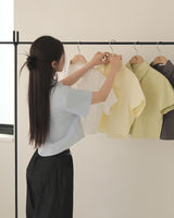 [BELLIDE MADE] Standard semi-cropped short-sleeved shirt & blouse