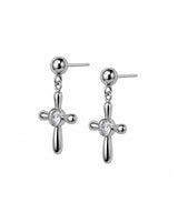 Cross Cubic Silver Earrings