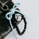 RIBBON BEAD KEYRING / SKYBLUE