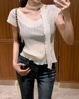 Aon Pleated Blouse & Tie Set