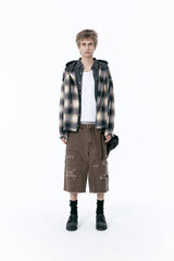 OMBRE HOOD CHECK JACKET (BLACK)