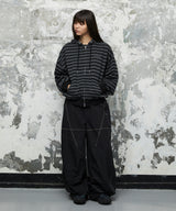 STRIPE BASIC LOGO ZIP-UP HOODIE_BLACK