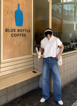 ルック エスティ ヴィスコース ボタンカラー ショートスリーブ ニット