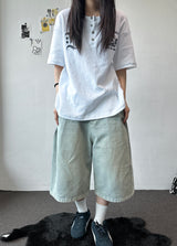 バーシュワッフルヘンリーネックレターグラフィックTシャツ 3カラー